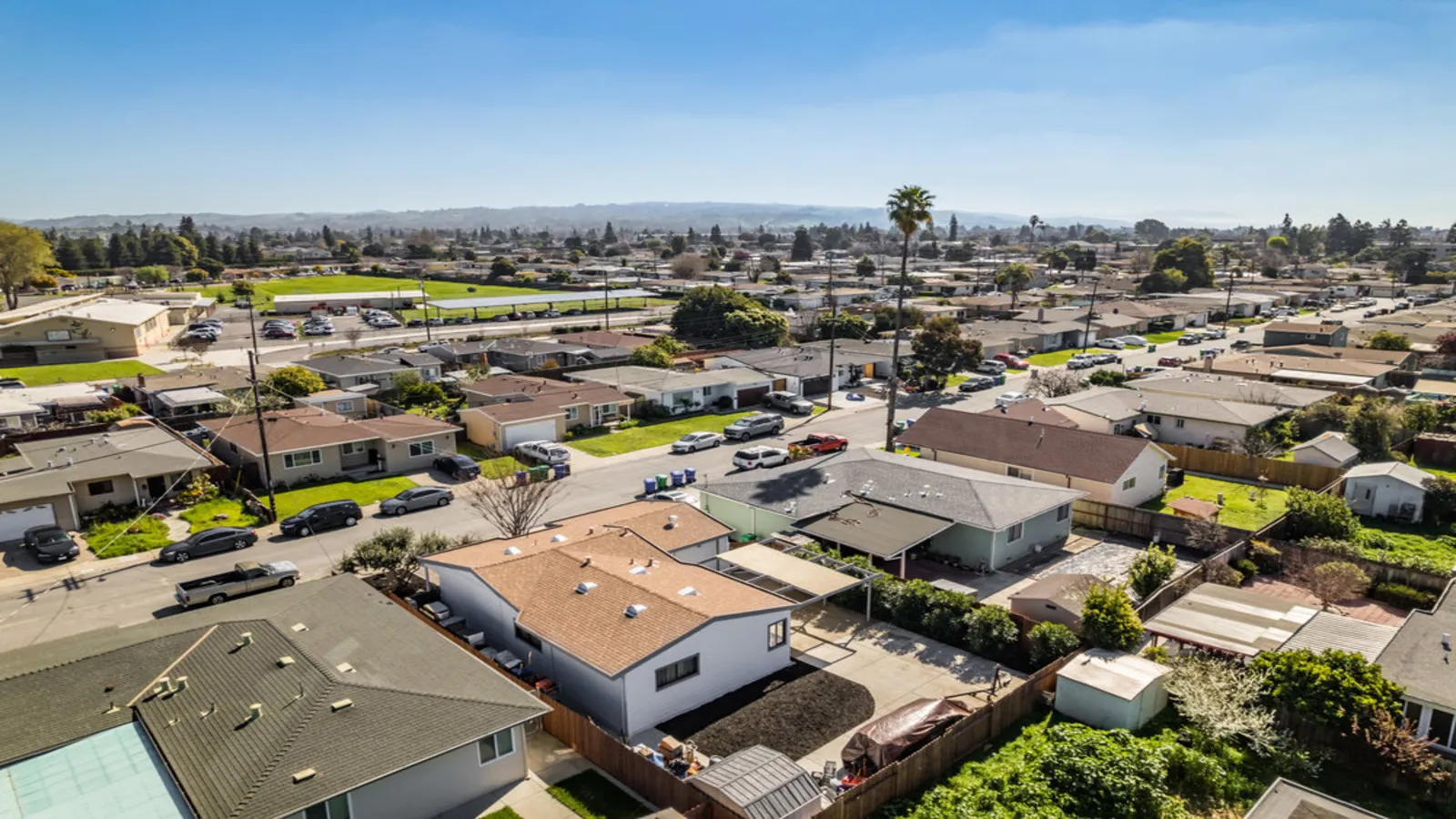 Commercial district aerial view